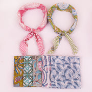 Lightweight Handcrafted Cotton Bandana, Block Printed Headwrap For Women Or Men, Stylish Summer Gift - 7pcs